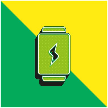 Pil Yeşil ve Sarı modern 3D vektör simgesi logosu