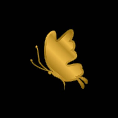Güzel Kelebek Silüeti altın kaplama metalik simge veya logo vektörü