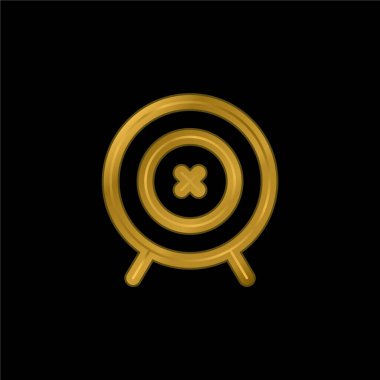 Okçuluk altın kaplama metalik simge veya logo vektörünü hedefle