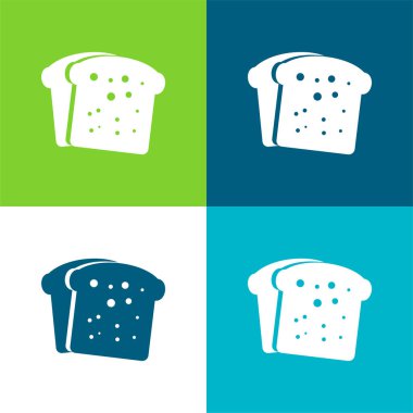 Breakfast Bread Toasts Flat four color minimal icon set clipart