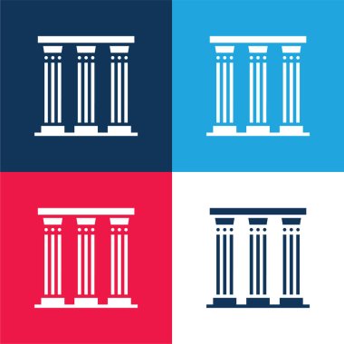 Ancient Pillar blue and red four color minimal icon set clipart