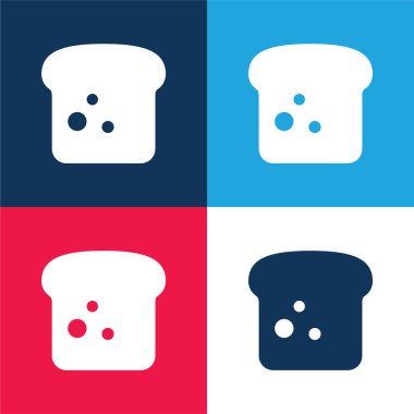 Ekmek mavisi ve kırmızı dört renk minimal simge kümesi