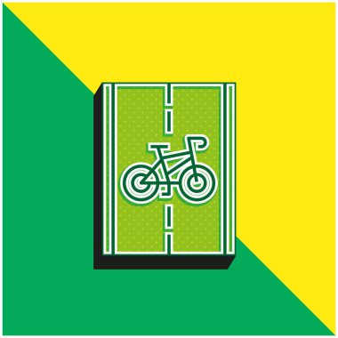 Bisiklet Yolu Yeşil ve Sarı 3D vektör simgesi logosu