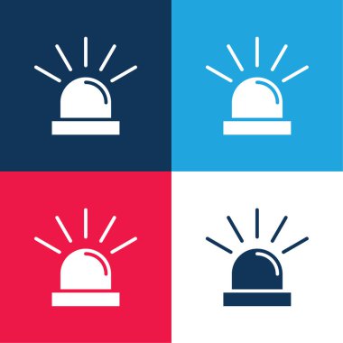 Alarm blue and red four color minimal icon set clipart