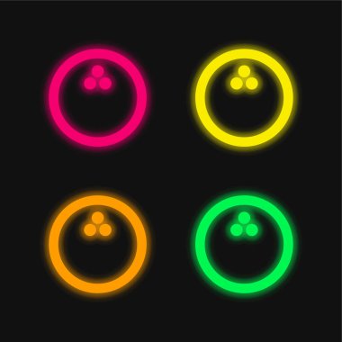 Bowling topu dört renk parlayan neon vektör simgesi