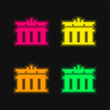 Brandenburg Kapısı 4 renkli neon vektör simgesi