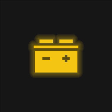 Battery yellow glowing neon icon clipart