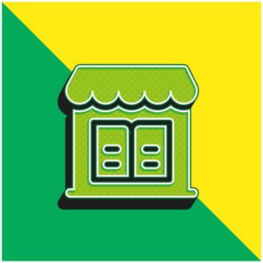 Bookstore Green and yellow modern 3d vector icon logo clipart