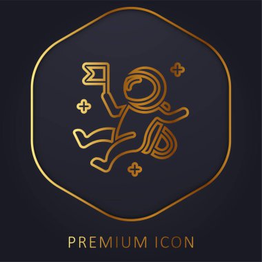 Astronot altın çizgi prim logosu veya simgesi