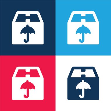Box blue and red four color minimal icon set clipart