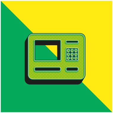 Havalimanı ATM Yeşil ve sarı 3D vektör simgesi logosu