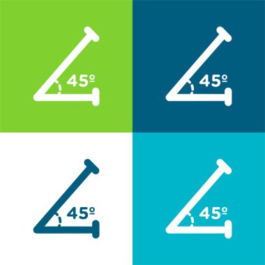 Acute Angle Of 45 Degrees Flat four color minimal icon set clipart