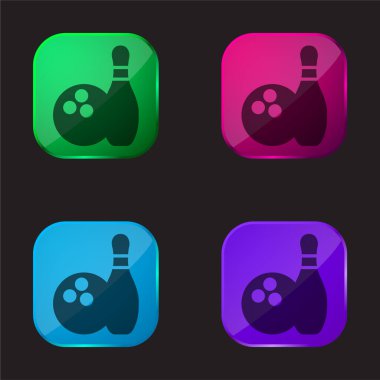 Bowling dört renkli cam düğme simgesi