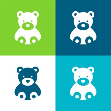 Ayı Düz 4 renk simgesi seti