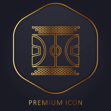Basketbol sahası altın çizgi premium logosu veya simgesi