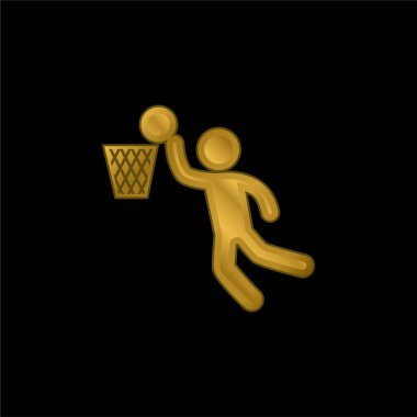 Basketbolcu Altın kaplama metalik simge veya logo vektörü