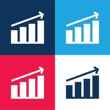 Bar Graph blue and red four color minimal icon set clipart