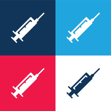 Botoks mavi ve kırmızı dört renk minimal simge kümesi