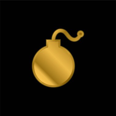 Bomb gold plated metalic icon or logo vector clipart