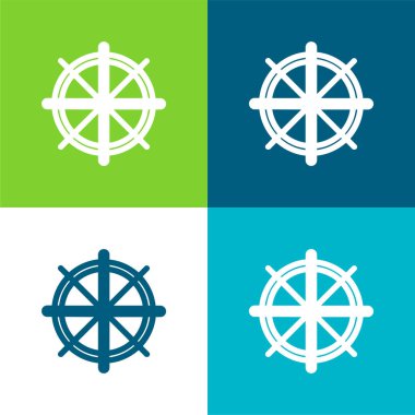 Tekne dümeni Düz 4 renk en küçük simge seti