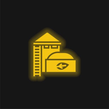 Biyogaz sarı parlayan neon simgesi