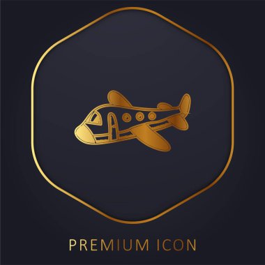 Uçak altın çizgisi prim logosu veya simgesi