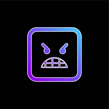 Öfkeli Duygusal Yüz Mavi Eğimli Vektör Simgesi