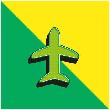 Siyah uçak Yeşil ve sarı 3D vektör simgesi