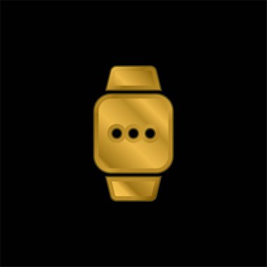 Apple Watch altın kaplama metalik simge veya logo vektörü
