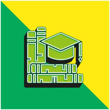 Kitap Yeşil ve Sarı Modern 3D vektör simgesi logosu
