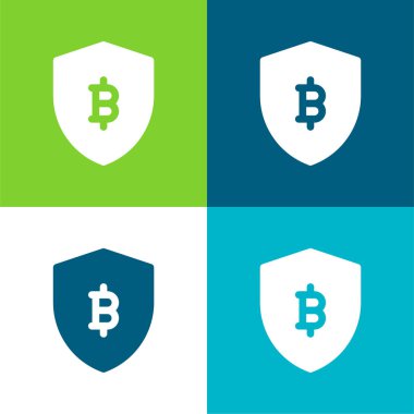 Bitcoin Düz 4 renk minimal simge kümesi