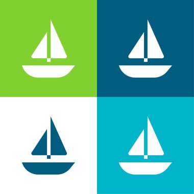 Tekne Düz 4 renk en küçük simge kümesi