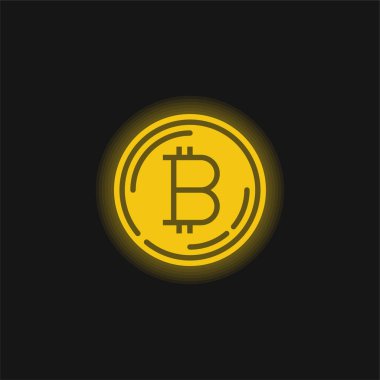Bitcoin sarı parlayan neon simgesi