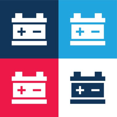 Pil mavi ve kırmızı dört renk minimal simge kümesi