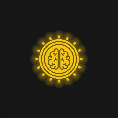 Beyin sarısı parlak neon simgesi