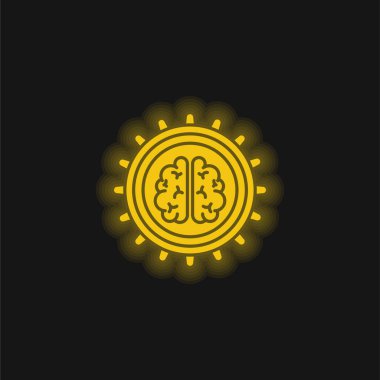 Beyin sarısı parlak neon simgesi