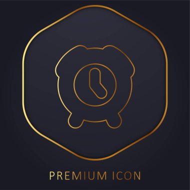 Alarm Clock golden line premium logo or icon clipart
