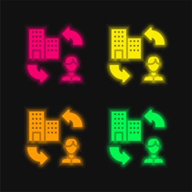 B2c four color glowing neon vector icon clipart