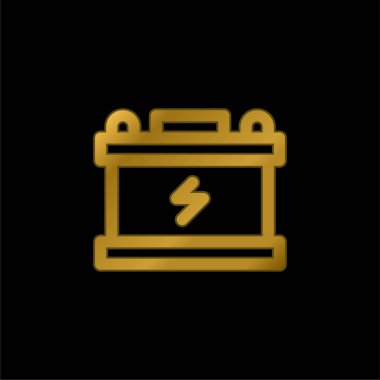 Pil altın kaplamalı metalik simge veya logo vektörü