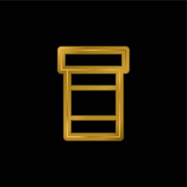 Bottle Of Pills gold plated metalic icon or logo vector