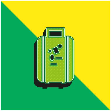 Seyahat Yeşili ve Sarı 3D vektör simgesi için çanta