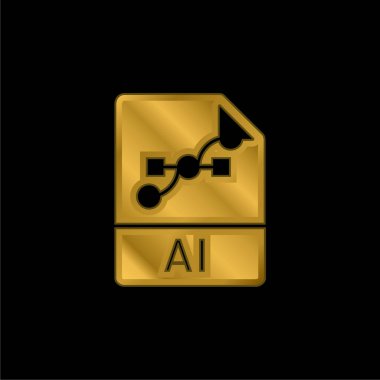 AI altın kaplama metalik simge veya logo vektörü