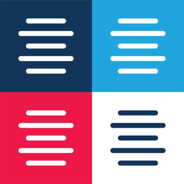 Mavi ve kırmızı dört renk simgesi setini hizala