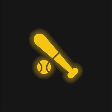 Beyzbol sarısı parlayan neon simgesi