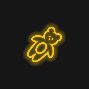 Bear Toy yellow glowing neon icon clipart