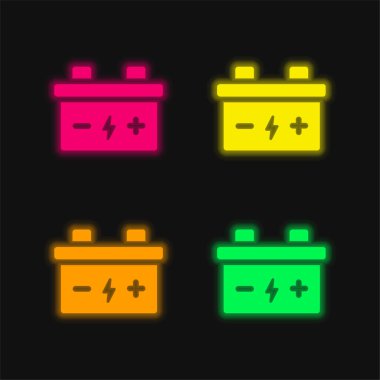 Pil dört renk parlayan neon vektör simgesi