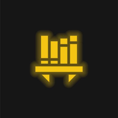 Kitap rafı sarı parlak neon simgesi