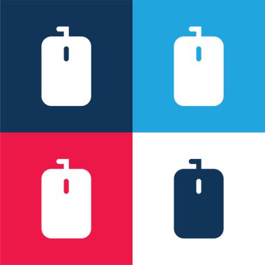 Torba Yuvarlak Dikdörtgen Siyah Şekli Mavi ve Kırmızı Dört Renk Simgesi