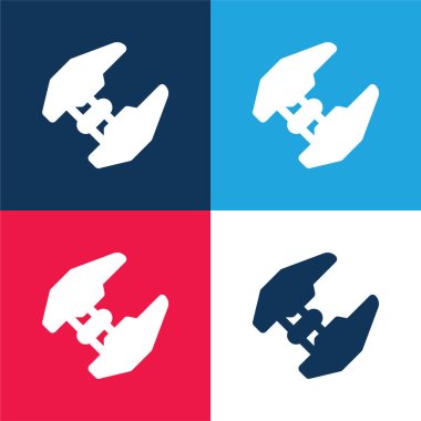 Attack Plane blue and red four color minimal icon set clipart