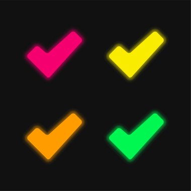 Parlayan dört renk neon vektör simgesini onayla
